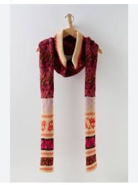 Free People Cabbie Fairisle Hooded Scarf